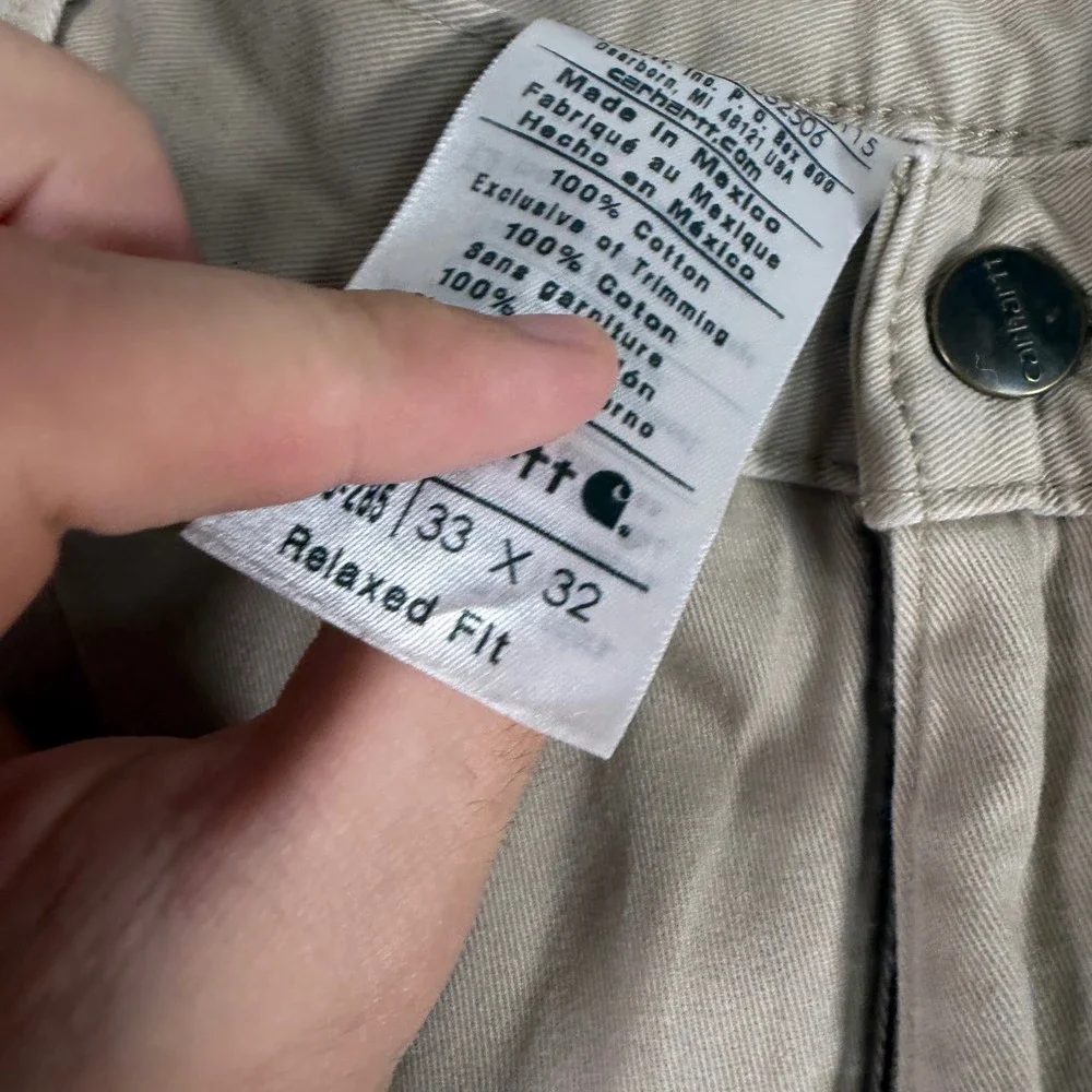 Carhartt Mens Relaxed Fit Work Pants Tan Khaki Cotton Straight Leg 33x32